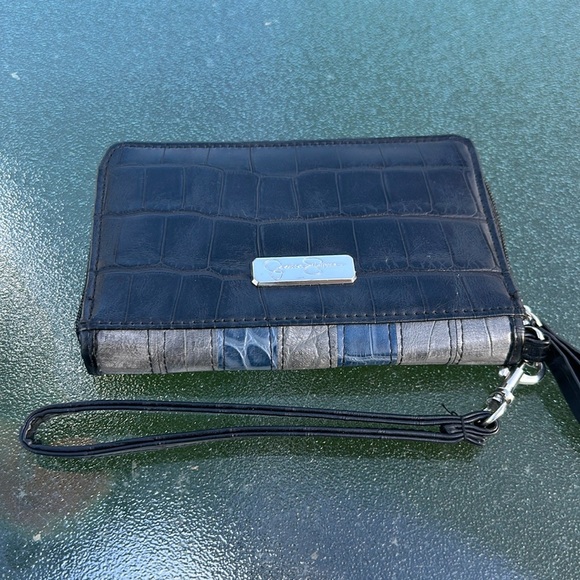 Jessica Simpson Bi-Fold Black, Gray, Blue Wallet - Picture 1 of 5